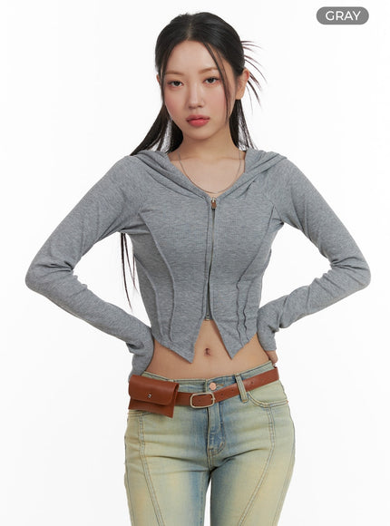 cropped-zip-up-hoodie-ca416 / Gray