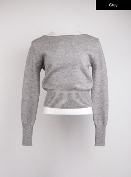 boat-neck-knit-sweater-oj422 / Gray