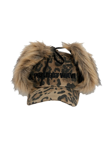 faux-fur-detail-cap-cj522 / Leopard