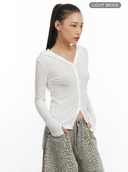 chic-two-way-hooded-cardigan-co424 / Light beige