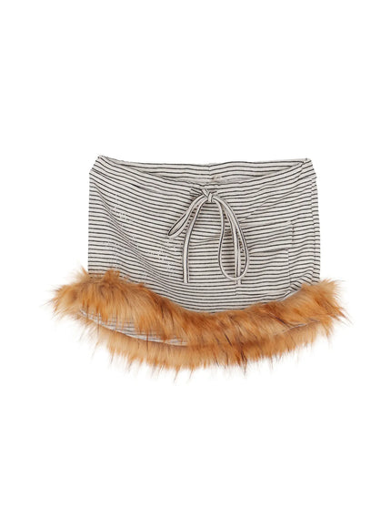 faux-fur-trim-mini-skirt-cd518 / Light beige