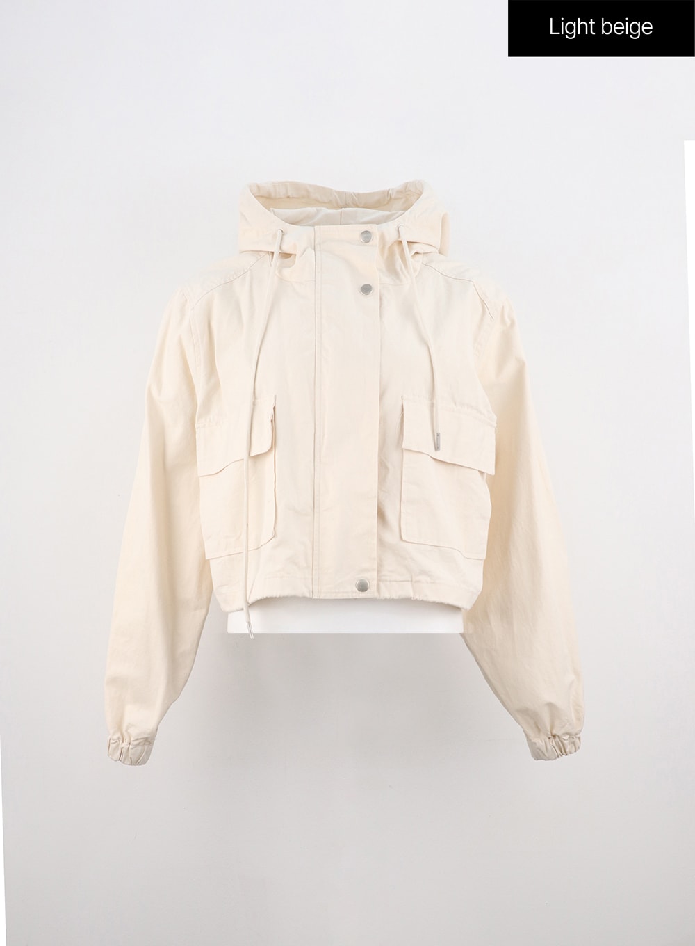zip-hooded-crop-jacket-oo312 / Light beige