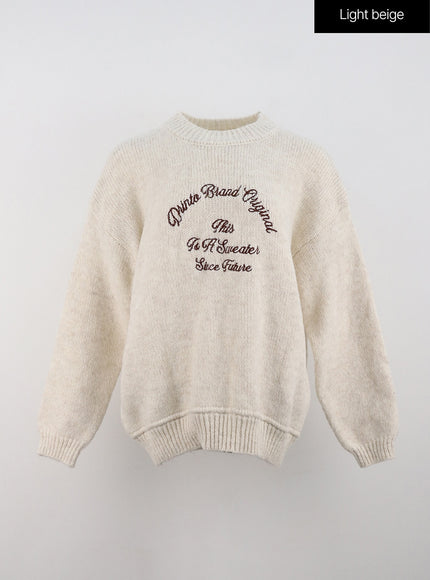 oversized-crew-neck-knit-sweater-on327 / Light beige