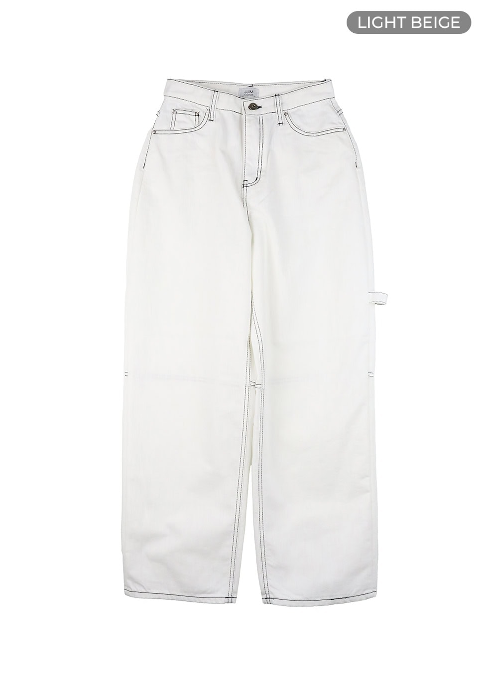 Low-Rise Strap Baggy Jeans CY414 in Light beige, size L