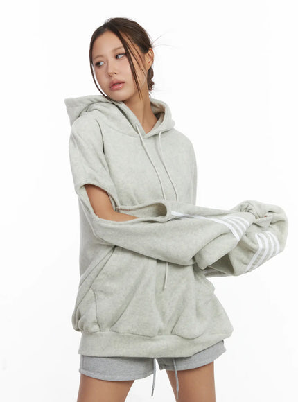 slit-urban-style-hoodie-cj513 / Light beige