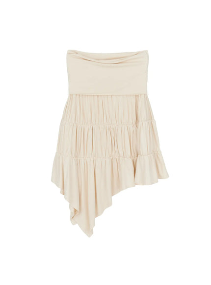 asymmetric-flare-midi-skirt-cf519 / Light beige