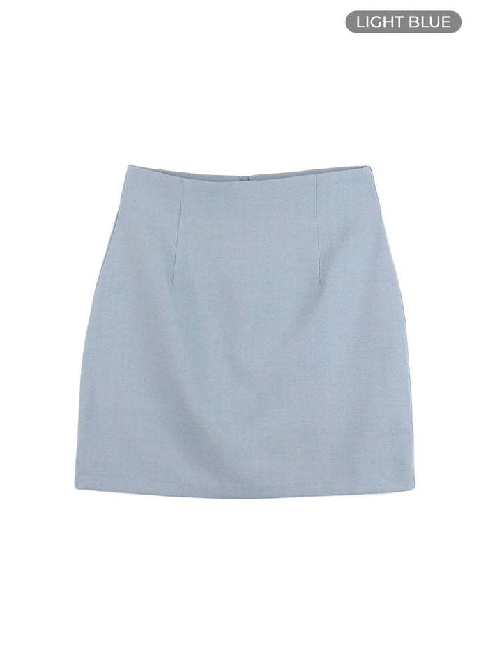 solid-mini-skirt-oy417 / Light blue