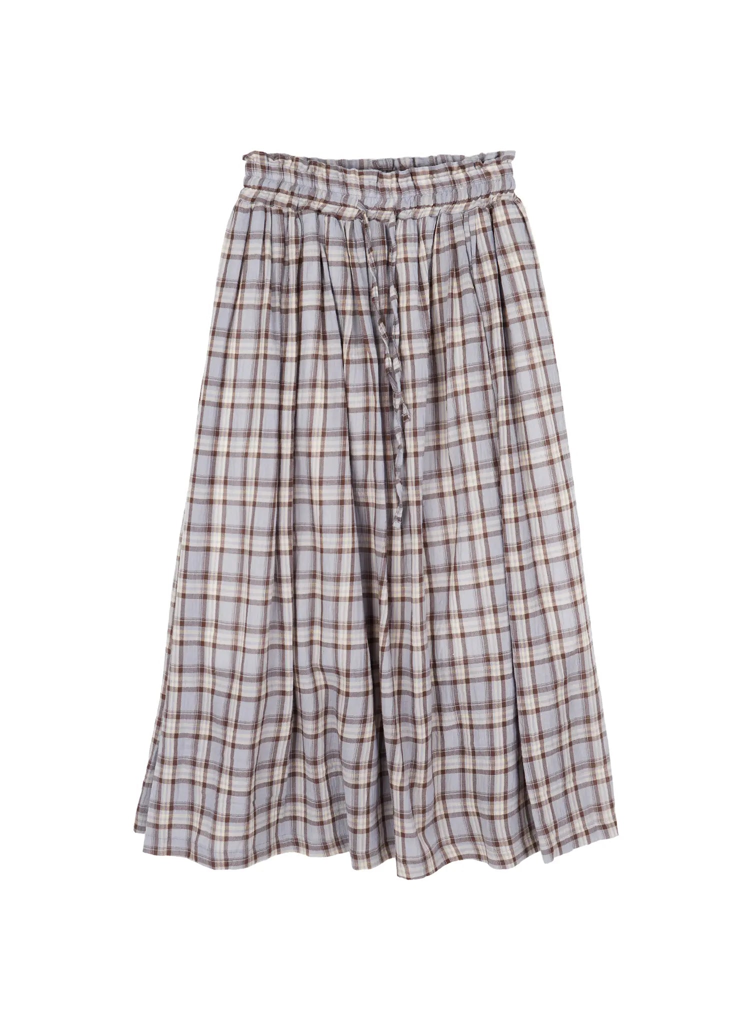 plaid-flare-maxi-skirt-cy519 / Light blue