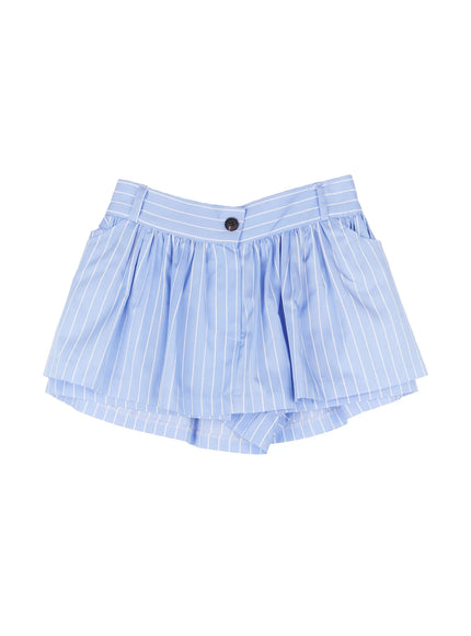 striped-pleated-mini-skirt-cj526 / Light blue