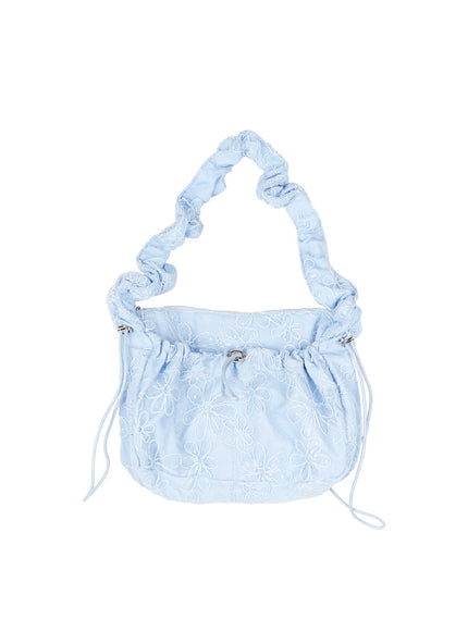 ruched-handle-drawstring-bag-cd805 / Light blue