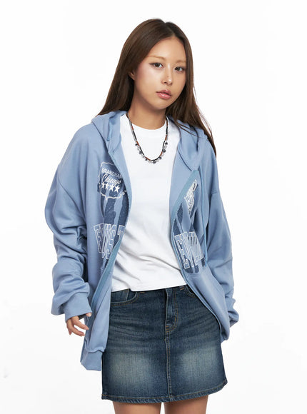 oversized-graphic-zip-up-hoodie-co513 / Light blue