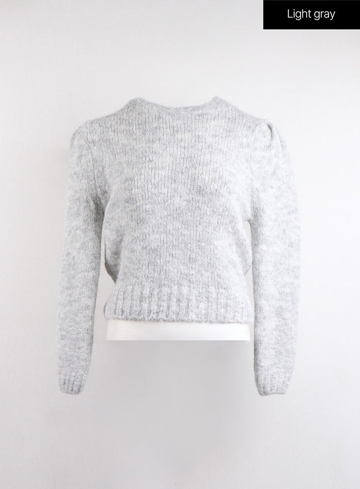 cozy-wool-blend-round-neck-sweater-oj419 / Light gray