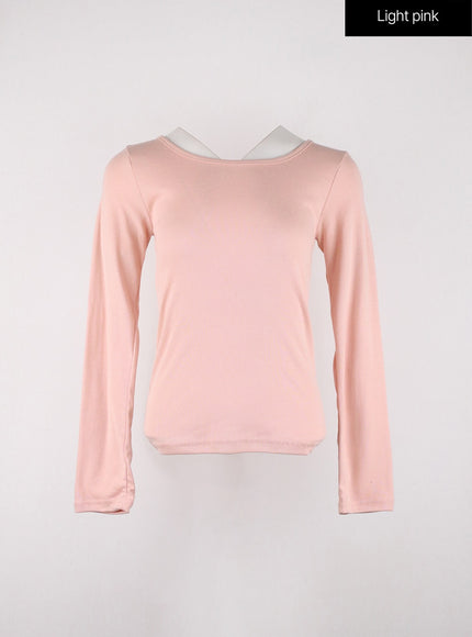 round-neck-slim-fit-tee-od327 / Light pink