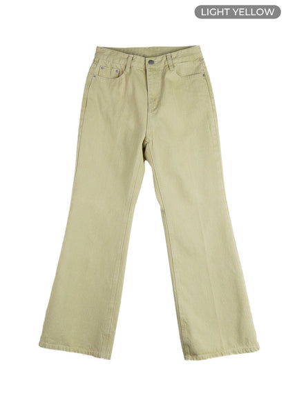 basic-straight-leg-bootcut-pants-om405 / Light yellow