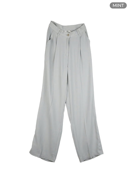 pintuck-straight-trousers-ou411 / Mint