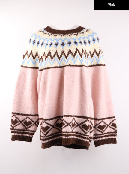 oversized-knit-sweater-of405 / Pink