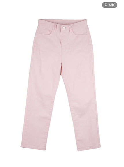 solid-cotton-straight-pants-og412 / Pink