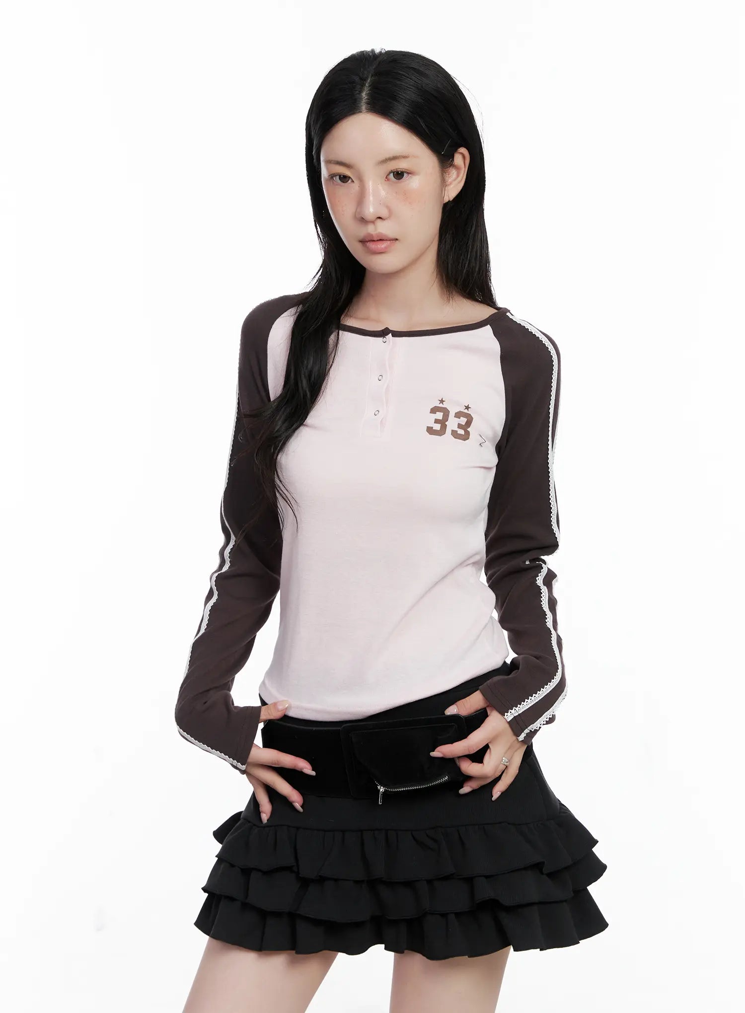 two-tone-lace-detail-top-cs529 / Pink