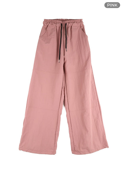 wide-fit-nylon-pants-cf429 / Pink