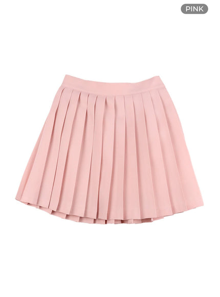 solid-pleated-mini-skirt-oy421 / Pink