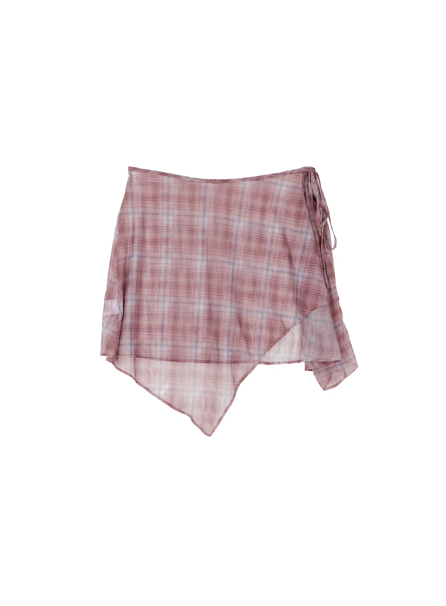 layered-plaid-mesh-midi-skirt-cs524 / Pink