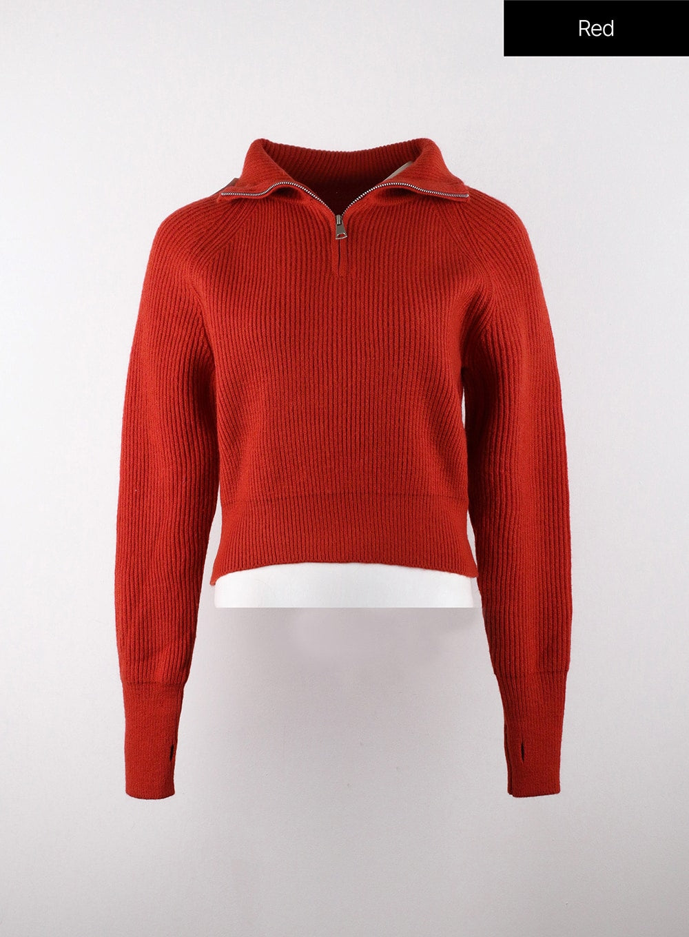 half-neck-zip-sweater-od321 / Red