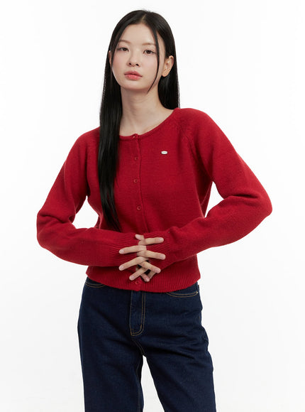 cozy-knit-button-up-cardigan-on408 / Red