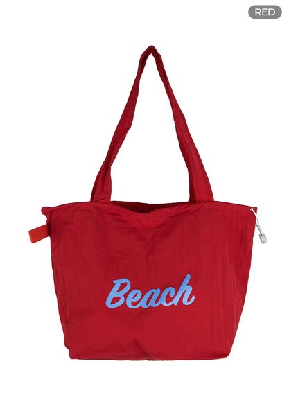 lettering-string-tote-bag-ou418 / Red