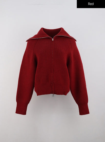 full-zip-up-knit-sweater-on329 / Red