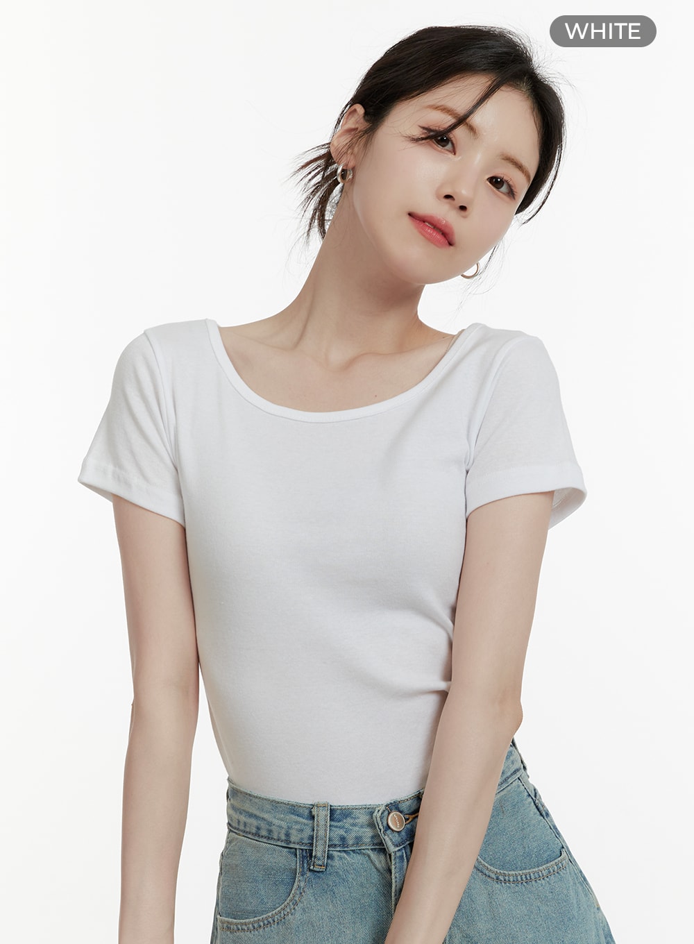 u-neck-crop-t-shirt-oa405 / White