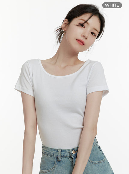 u-neck-crop-t-shirt-oa405 / White