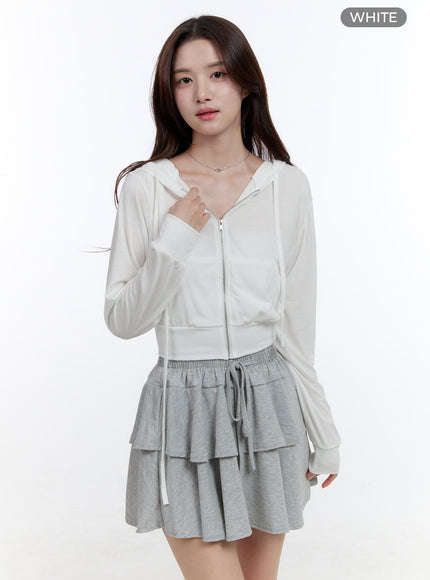 cropped-zip-up-hoodie-oo407 / White