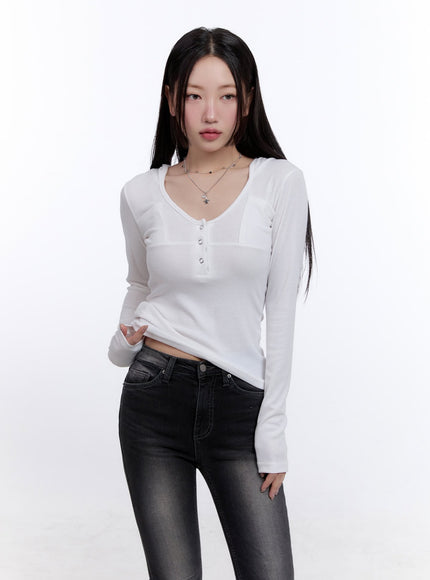 henley-neck-hooded-top-cj511 / White