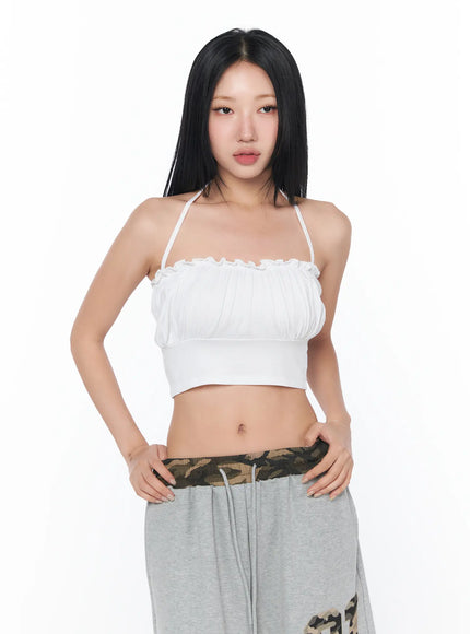 ruffle-frill-cropped-top-cy513 / White