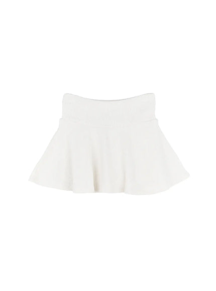 knit-pleated-mini-skirt-cs505 / Light beige