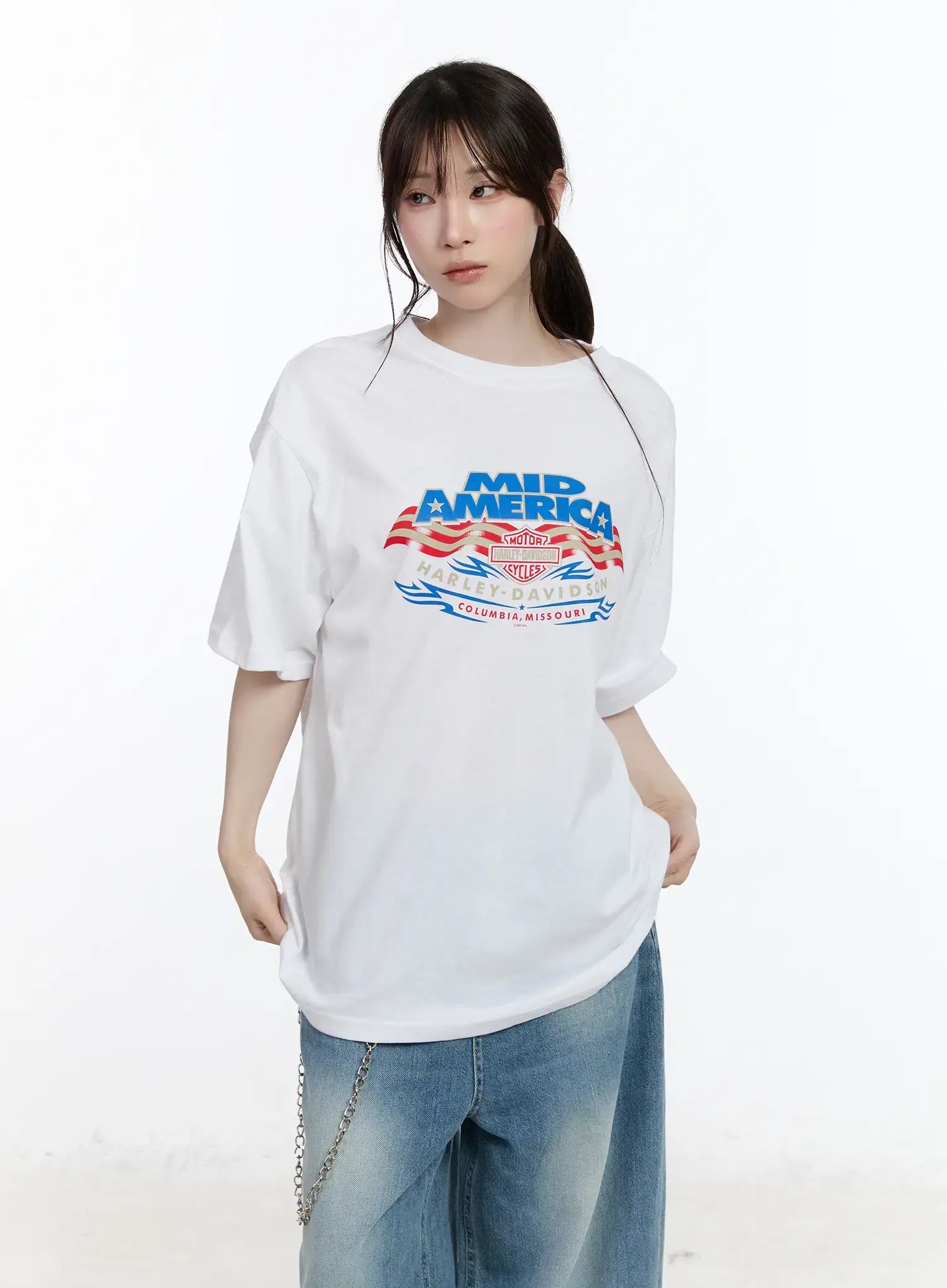 oversized-graphic-print-tee-ca503 / White