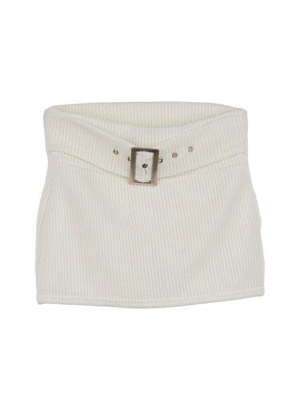 belted-slim-fit-mini-skirt-cj507 / White