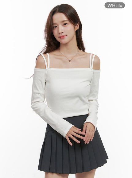 solid-off-shoulder-slim-fit-top-oo421 / White