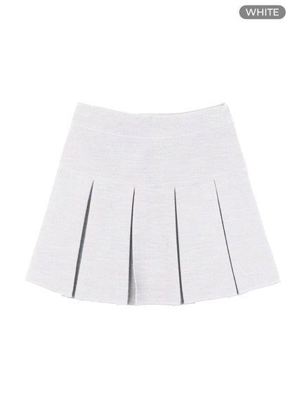 solid-pleated-mini-skirt-os423 / White