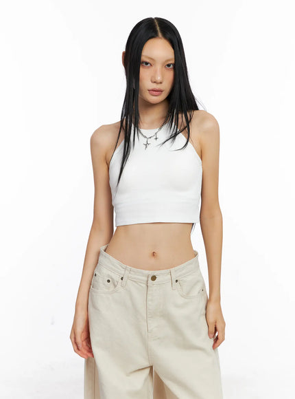 basic-halter-crop-top-cs509 / White