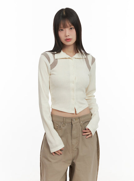 buttoned-slim-fit-cropped-cardigan-cd426 / White