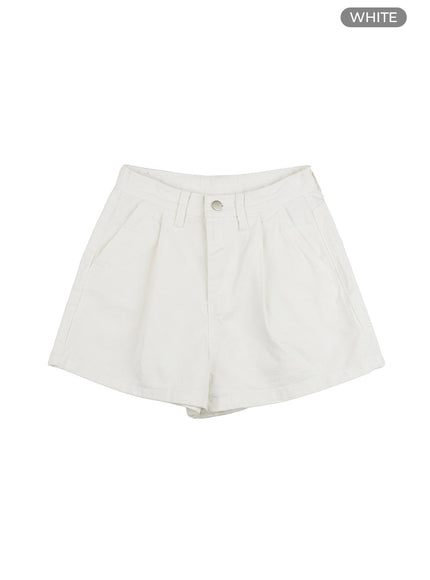 pintuck-basic-shorts-ol423 / White