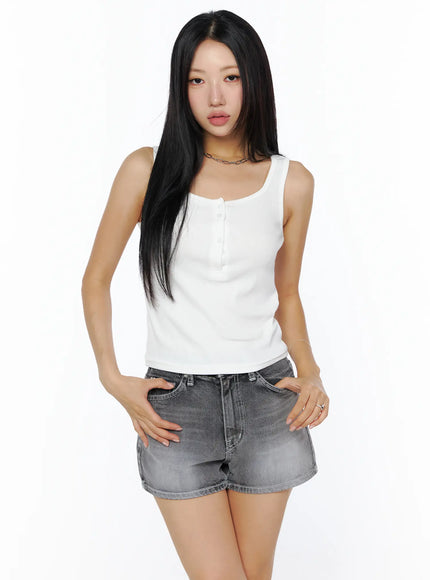 basic-button-tank-top-cu515 / White