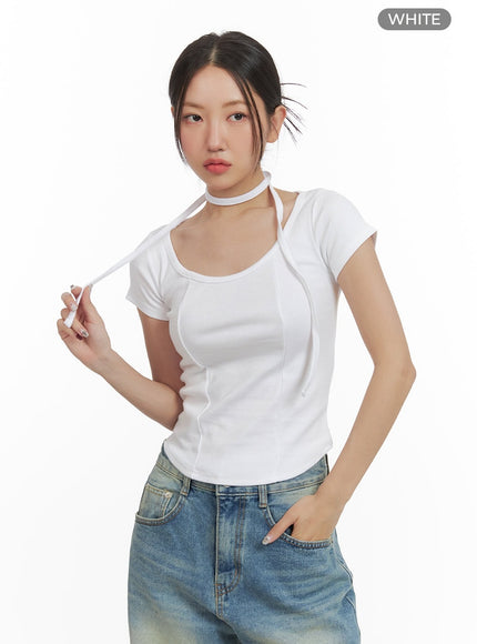 slim-fit-u-neck-top-cy423 / White