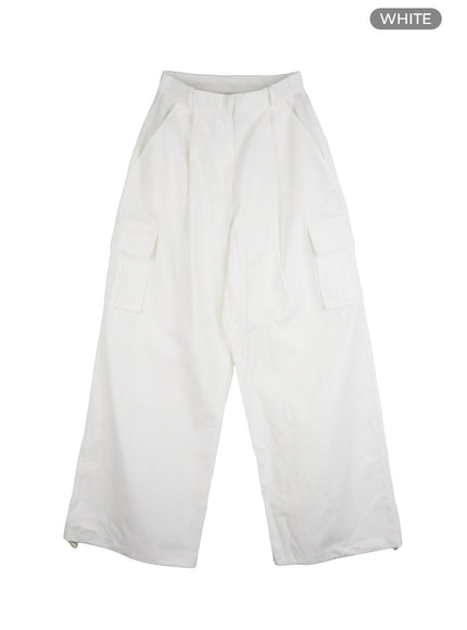 cargo-cotton-wide-fit-pants-os409 / White