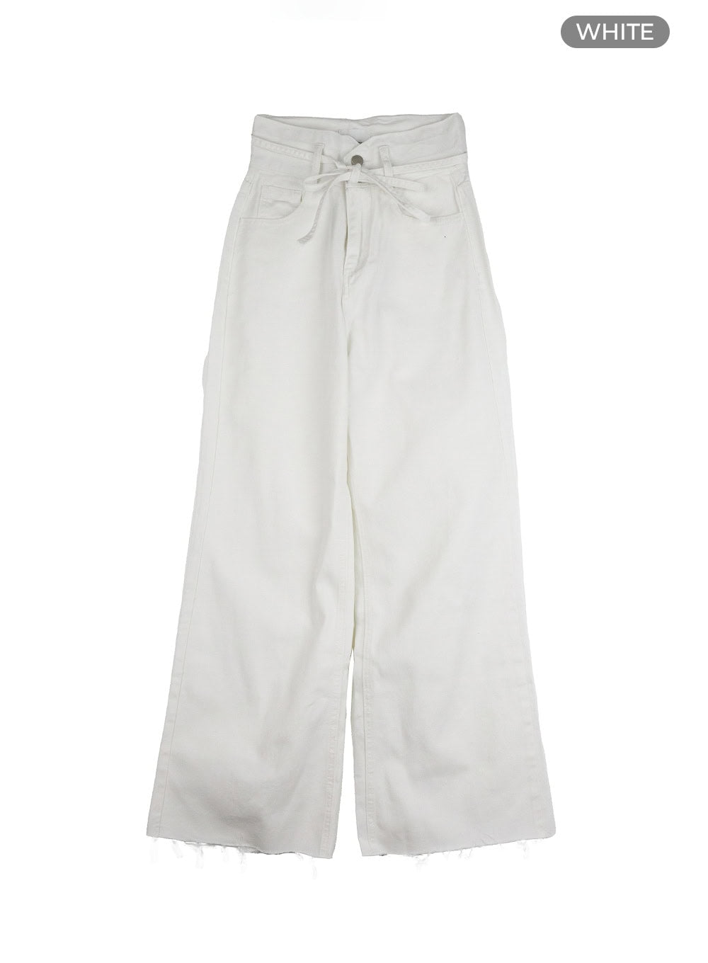 high-waist-belt-strap-denim-wide-leg-jeans-ol411 / White