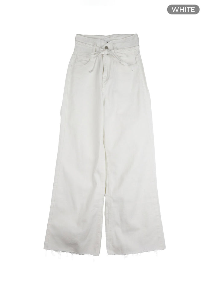 high-waist-belt-strap-denim-wide-leg-jeans-ol411 / White