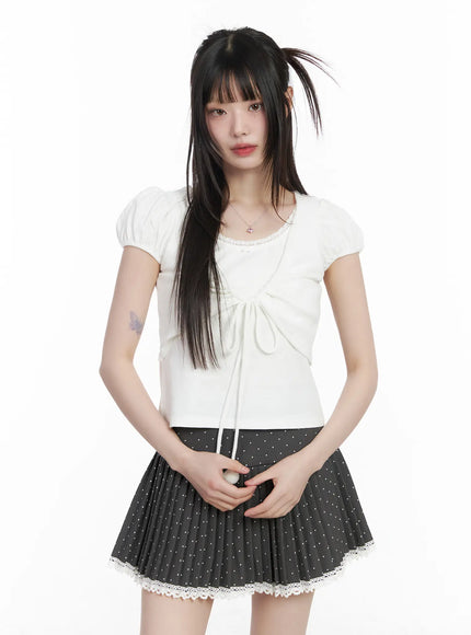 tie-puff-sleeve-top-cm525 / White