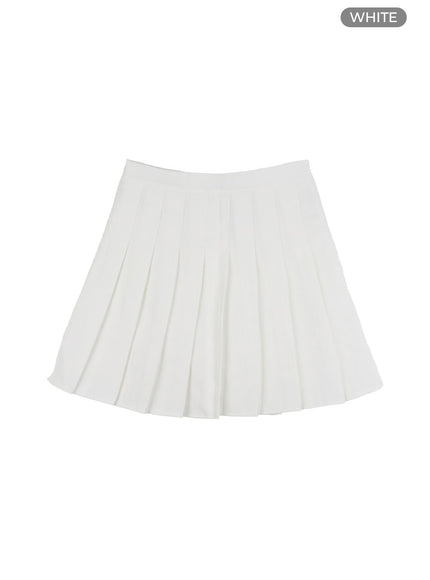 a-line-pleated-mini-skirt-ol411 / White