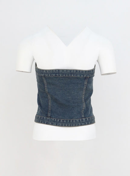 denim-button-tube-top-cy323